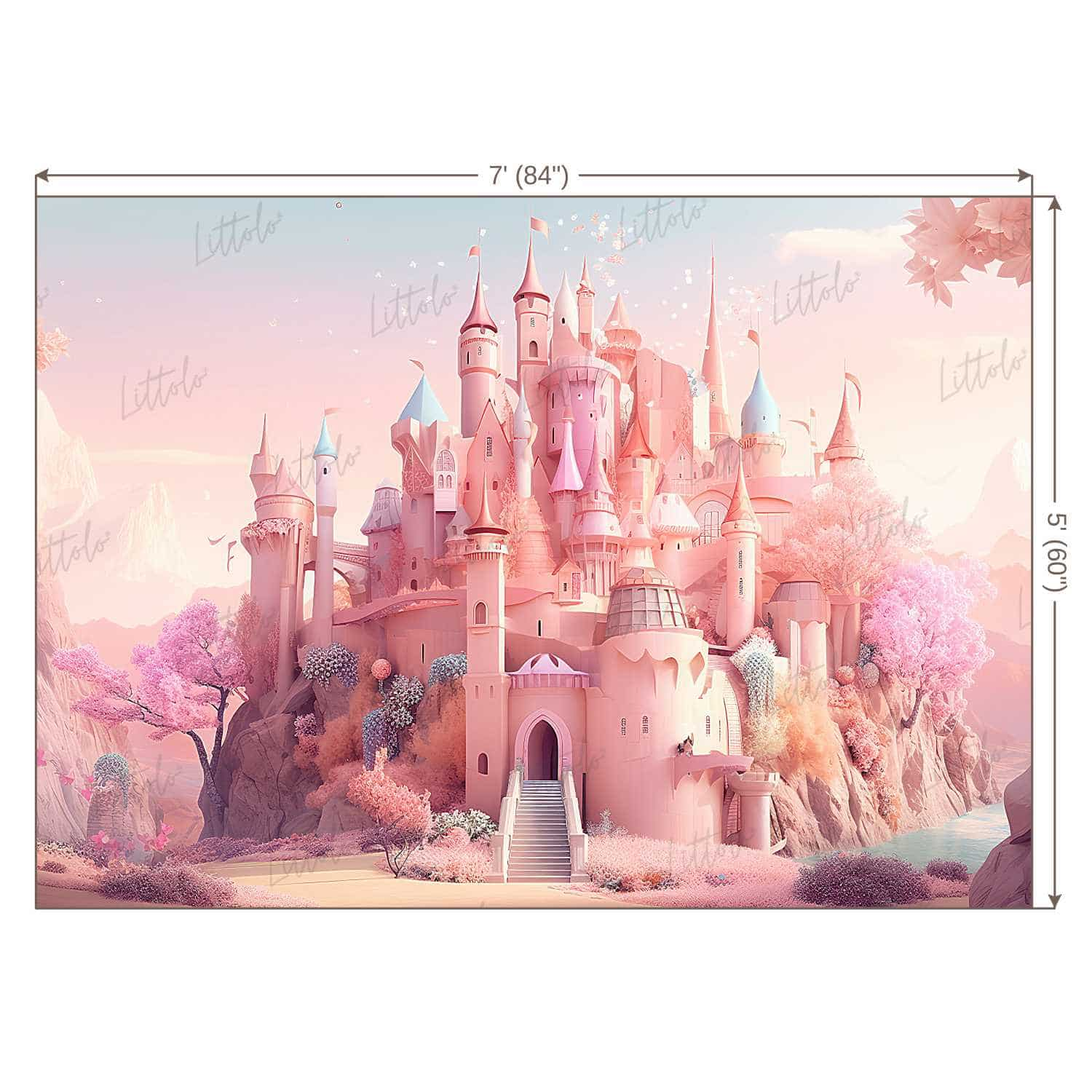 LB0814 Fairytale Princess Prince Castle Backdrop