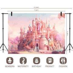 LB0814 Fairytale Princess Prince Castle Backdrop