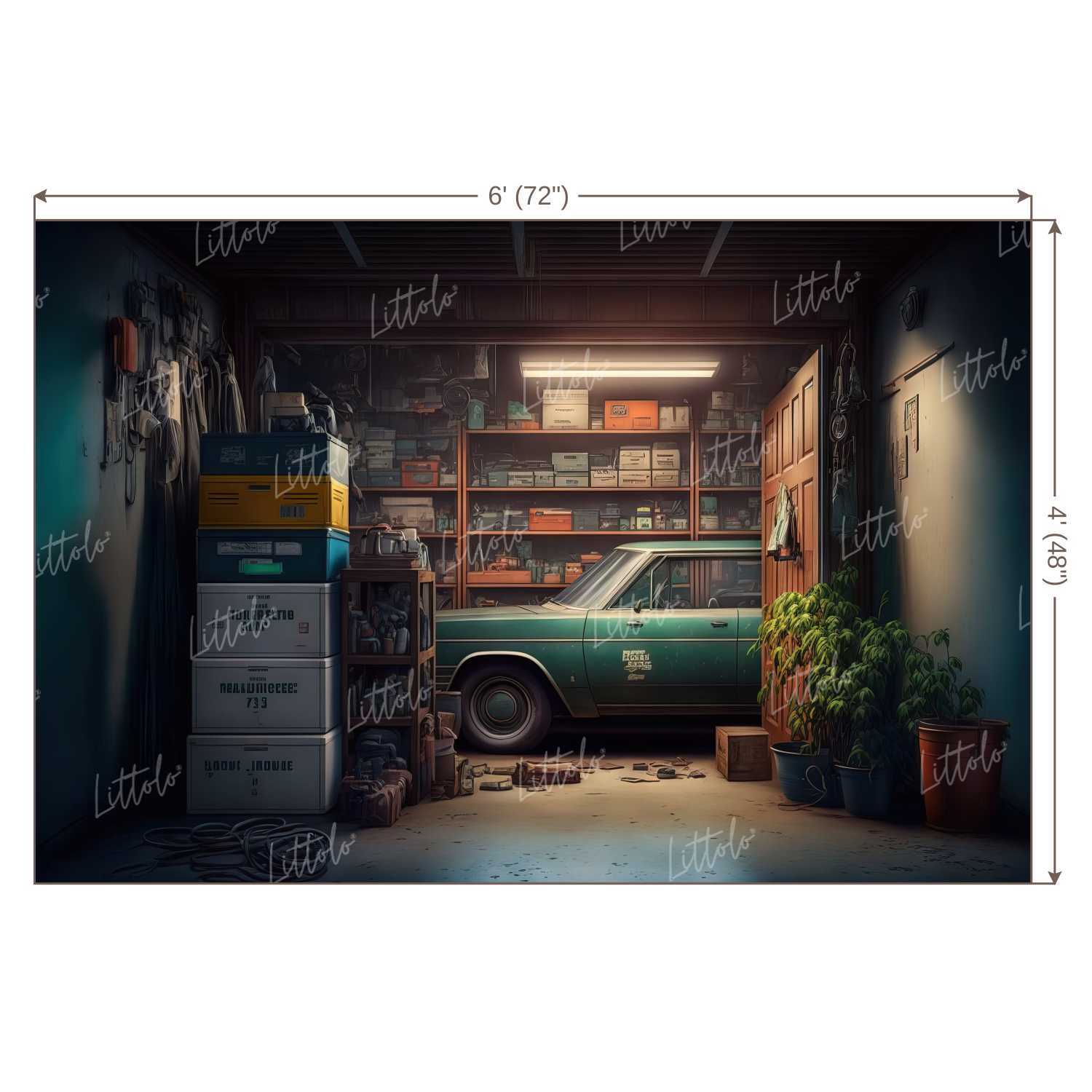 LB0819 Vintage Garage Backdrop