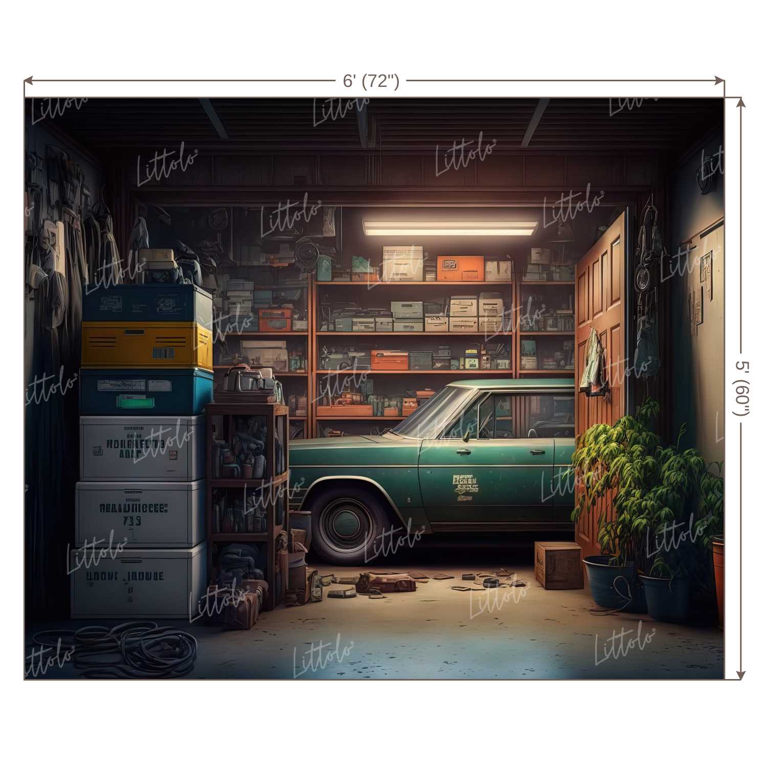 LB0819 Vintage Garage Backdrop