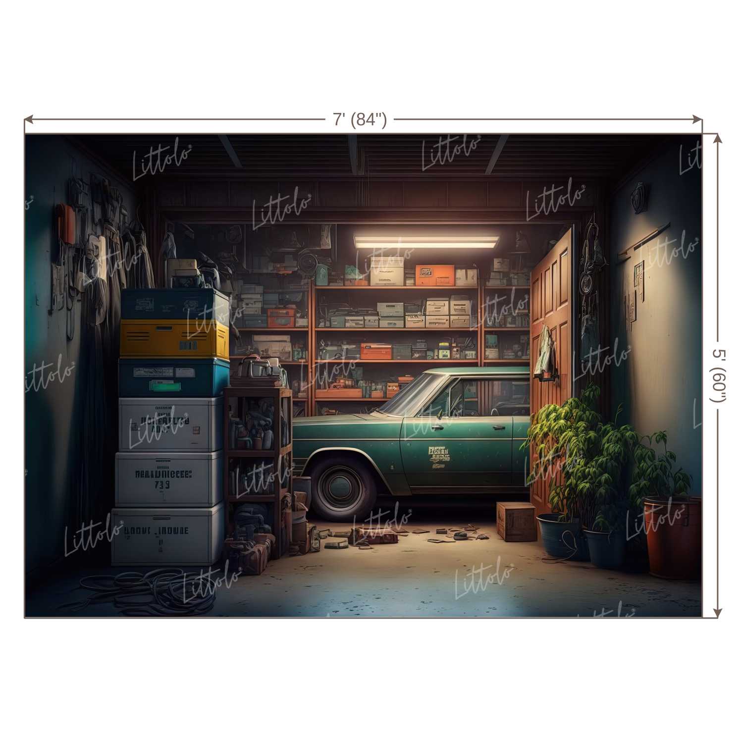 LB0819 Vintage Garage Backdrop