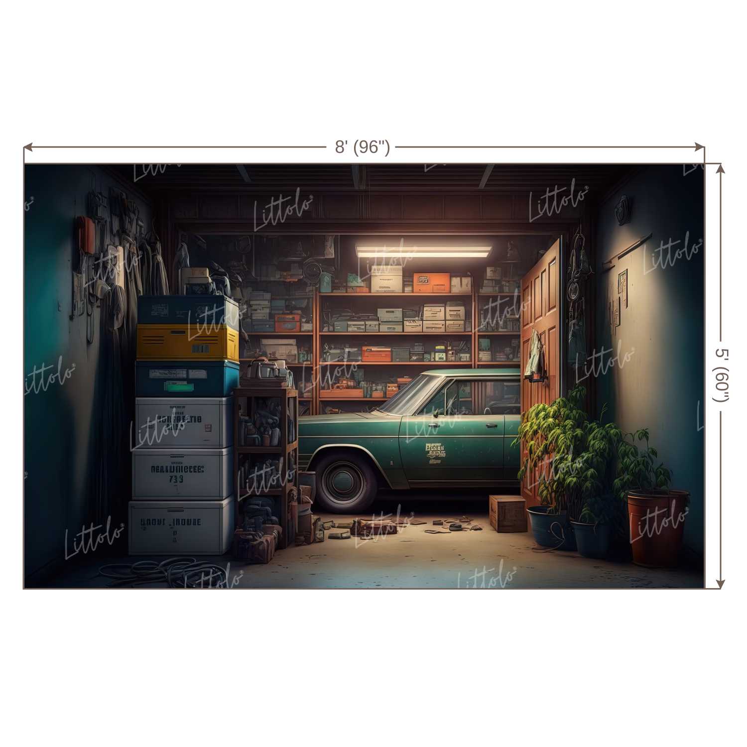 LB0819 Vintage Garage Backdrop