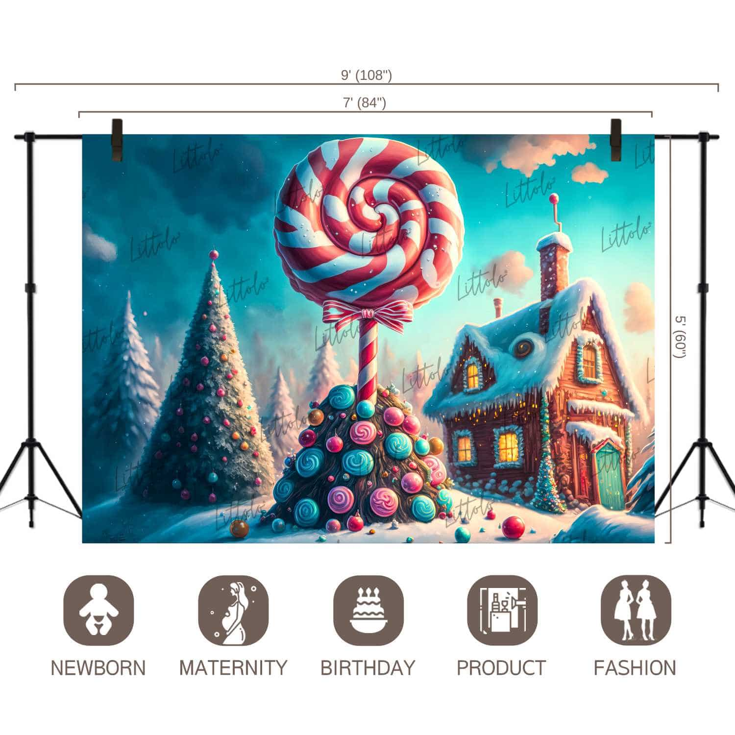 LB0829 Christmas Candy Backdrop