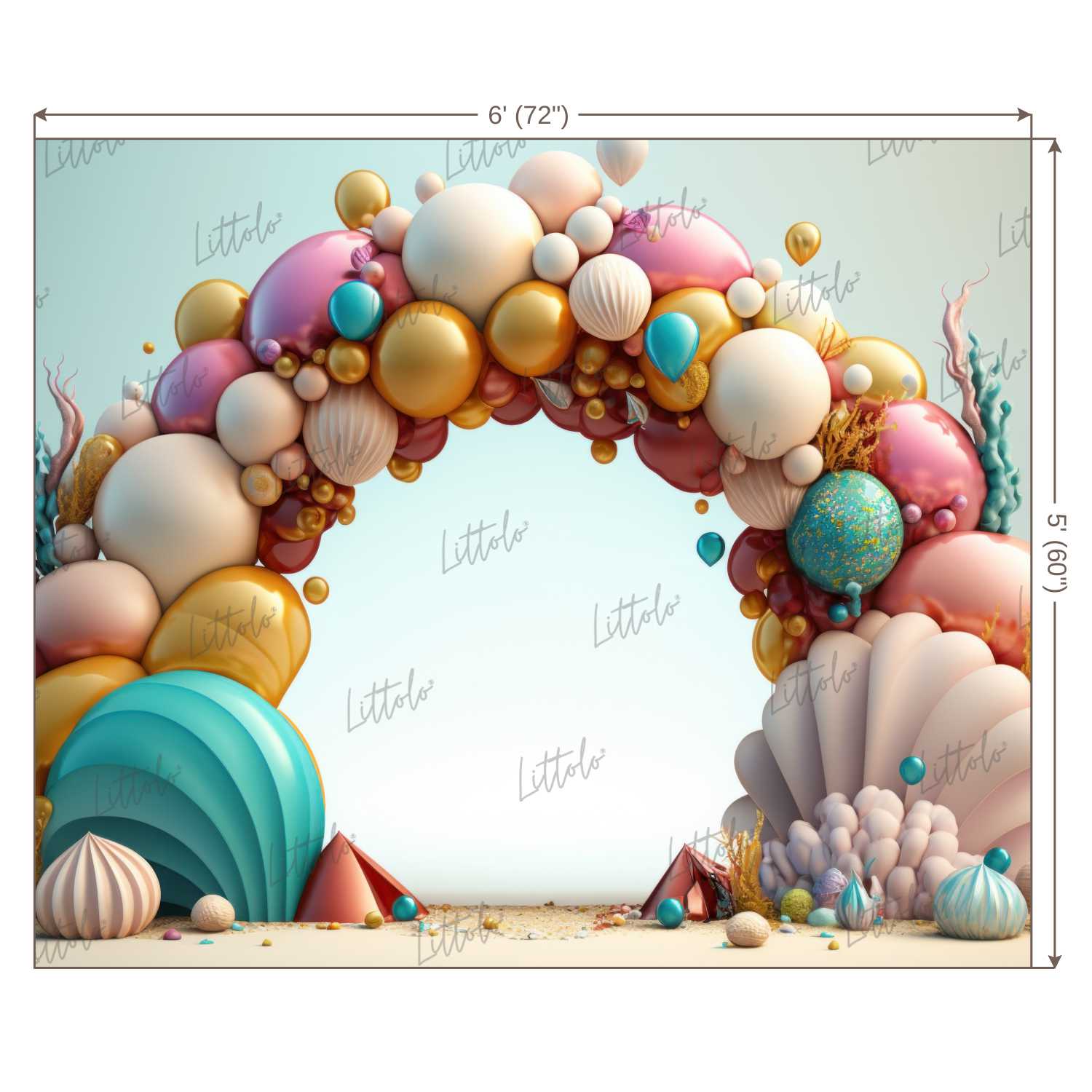 LB0847 Balloons Garland Under the Sea Ocean Little Mermaid Backdrop