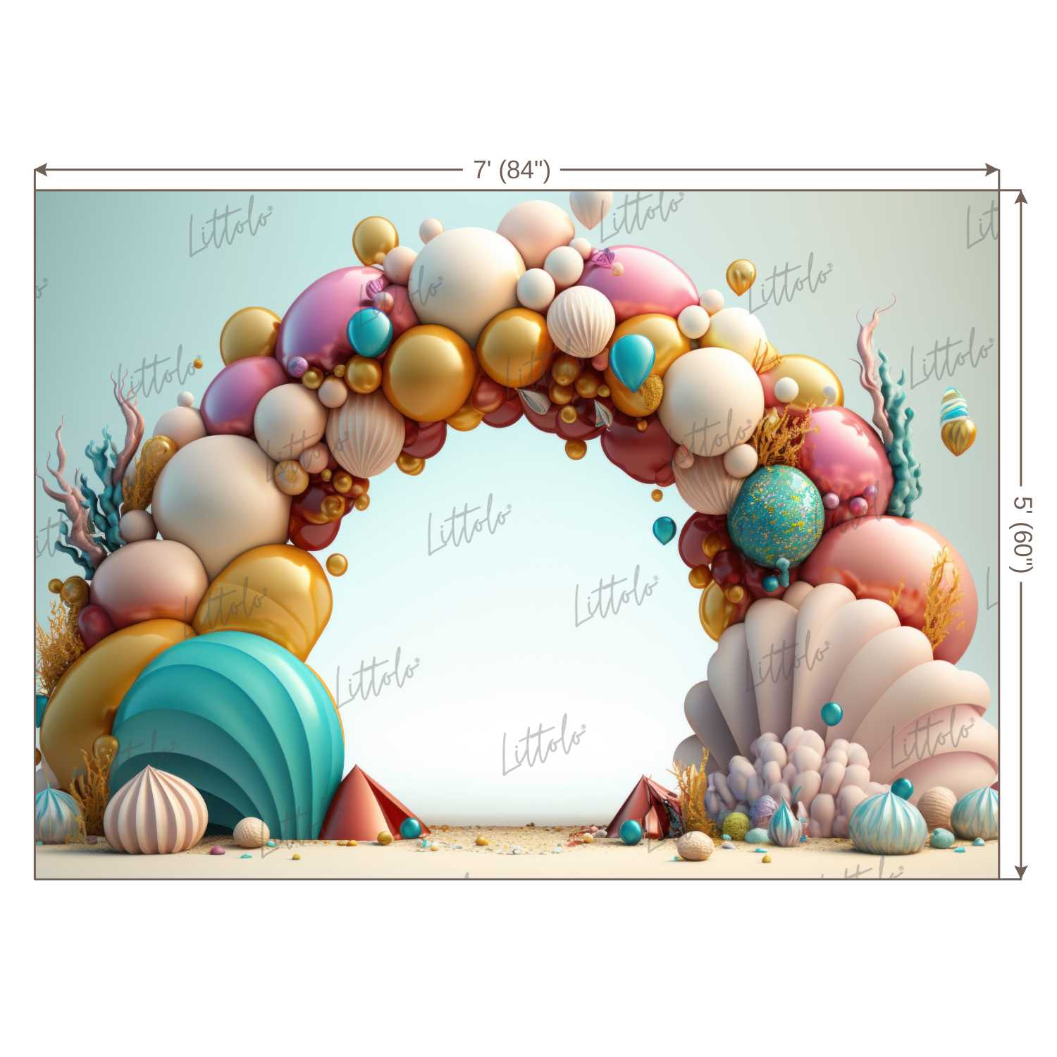 LB0847 Balloons Garland Under the Sea Ocean Little Mermaid Backdrop