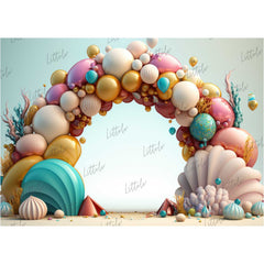 LB0847 Balloons Garland Under the Sea Ocean Little Mermaid Backdrop