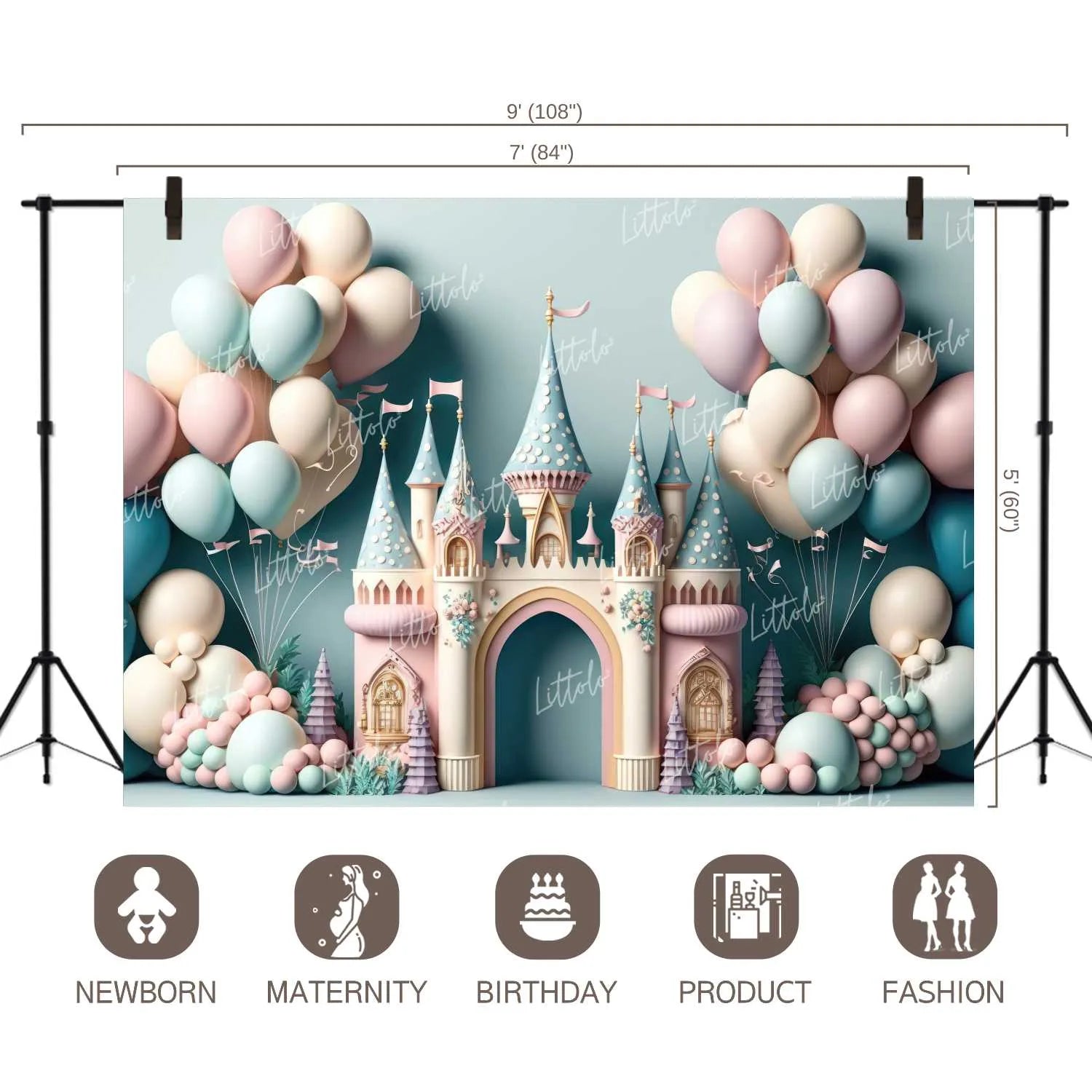 LB0851 Balloons Garland Unicorn Backdrop