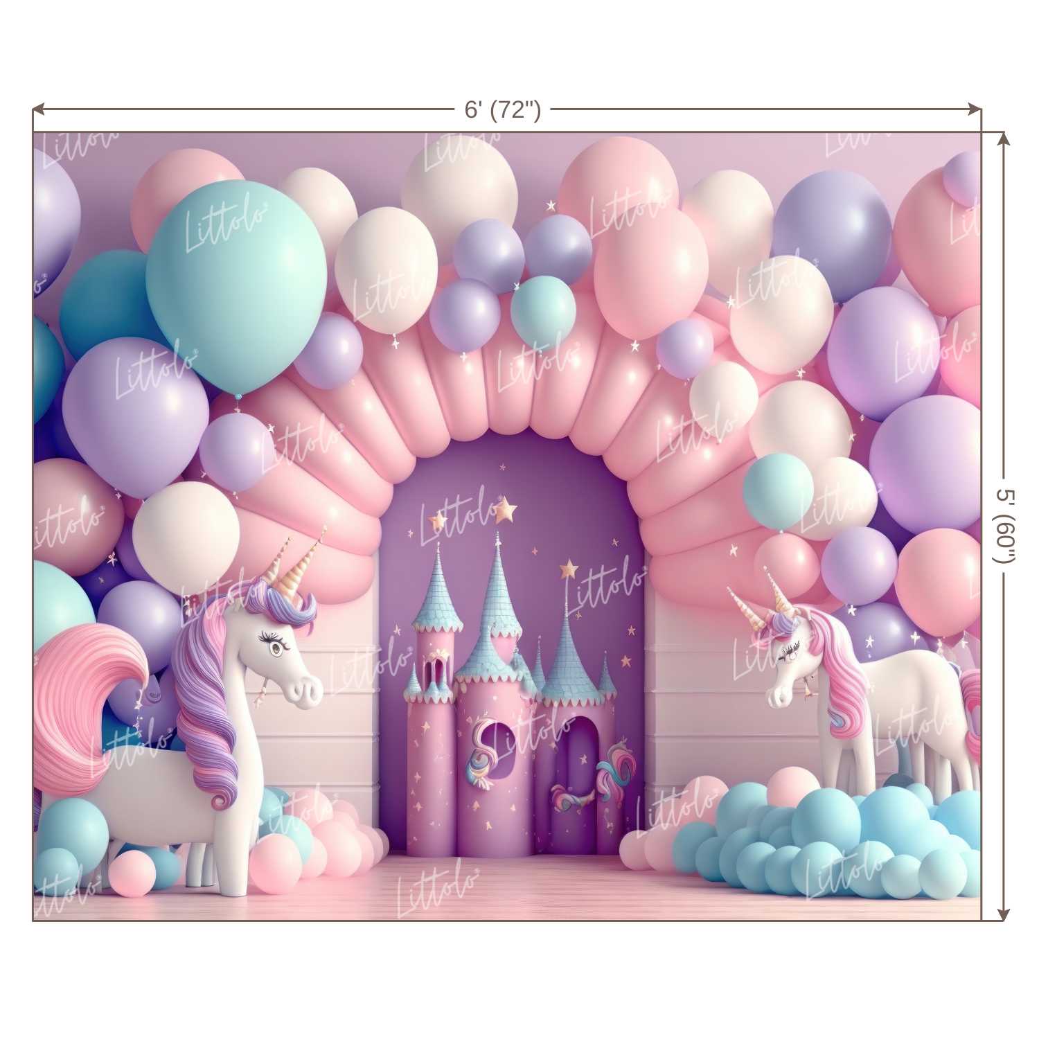 LB0853 Balloons Garland Unicorn Backdrop