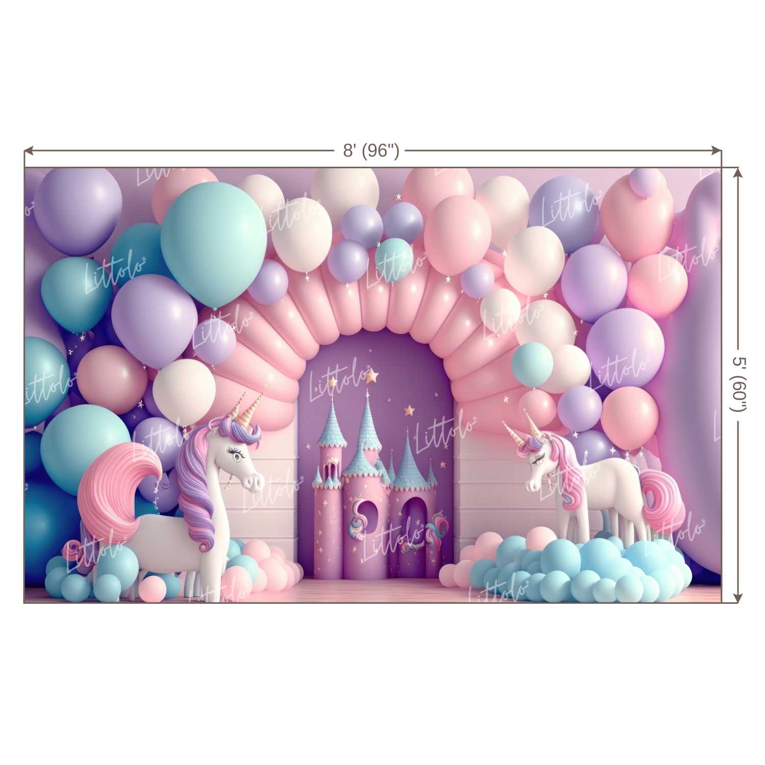 LB0853 Balloons Garland Unicorn Backdrop