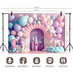 LB0853 Balloons Garland Unicorn Backdrop