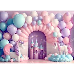 LB0853 Balloons Garland Unicorn Backdrop