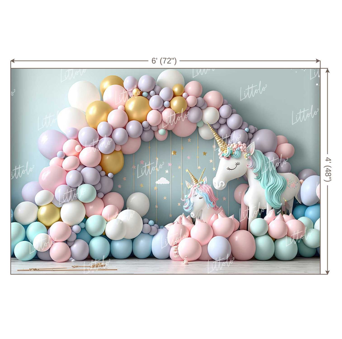 LB0854 Balloons Garland Unicorn Backdrop