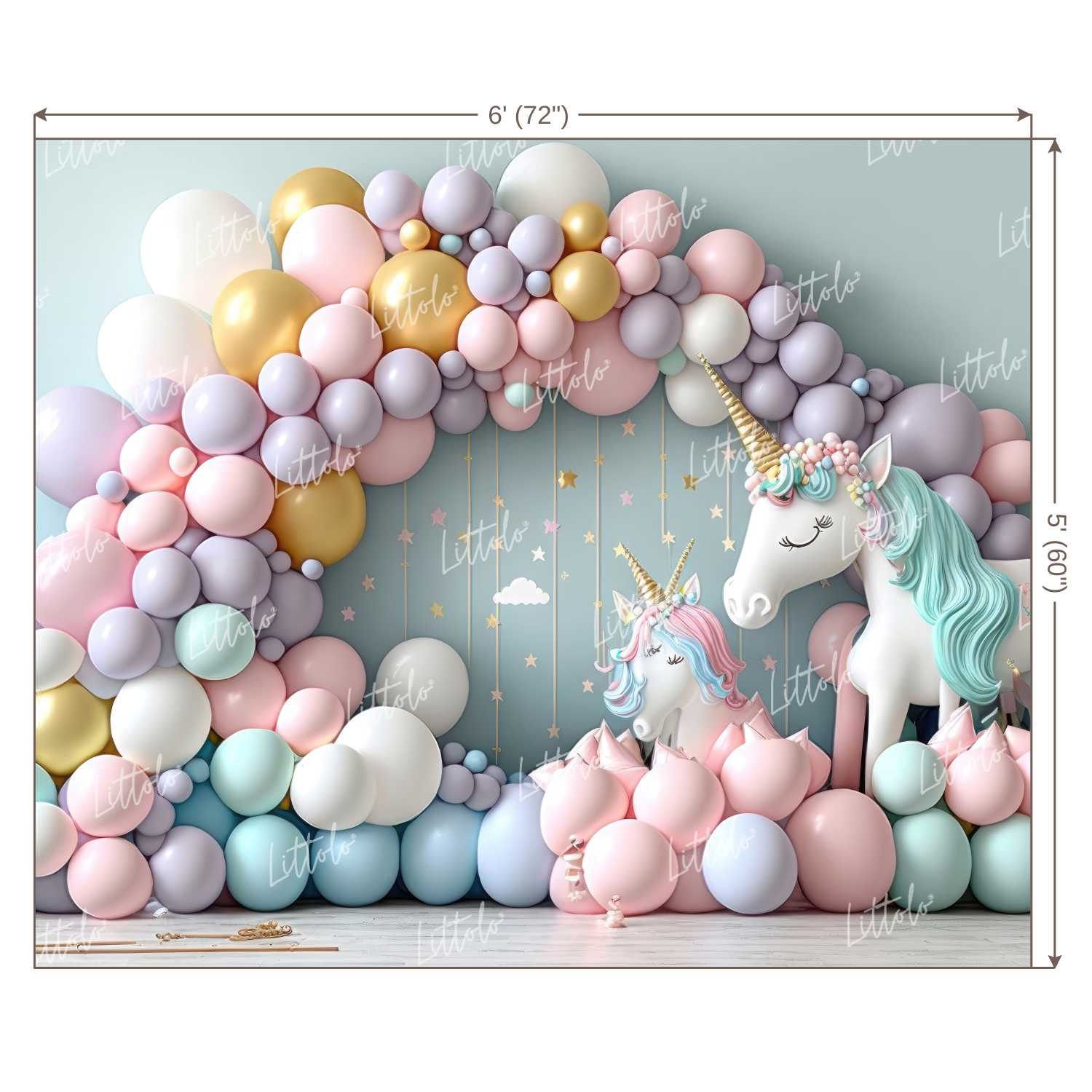 LB0854 Balloons Garland Unicorn Backdrop