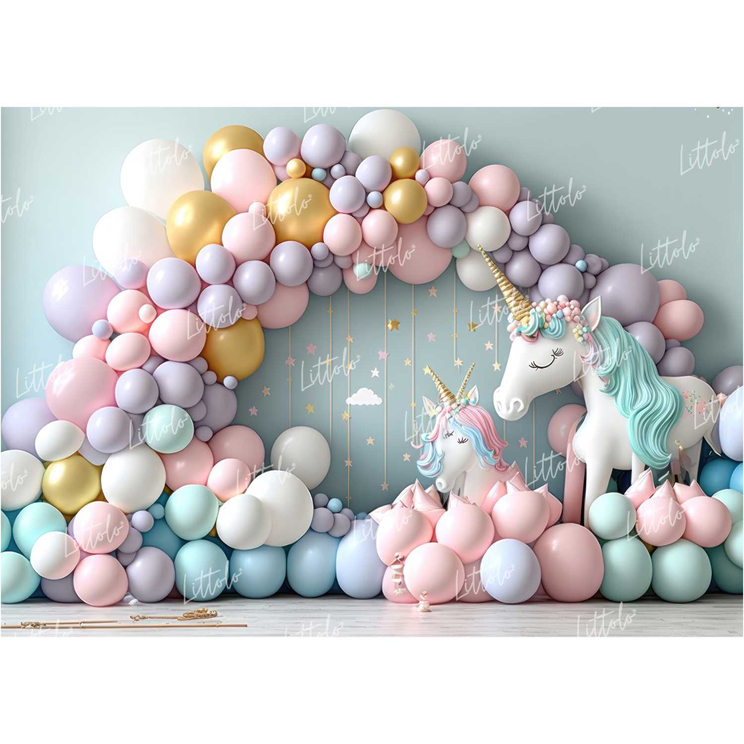 LB0854 Balloons Garland Unicorn Backdrop