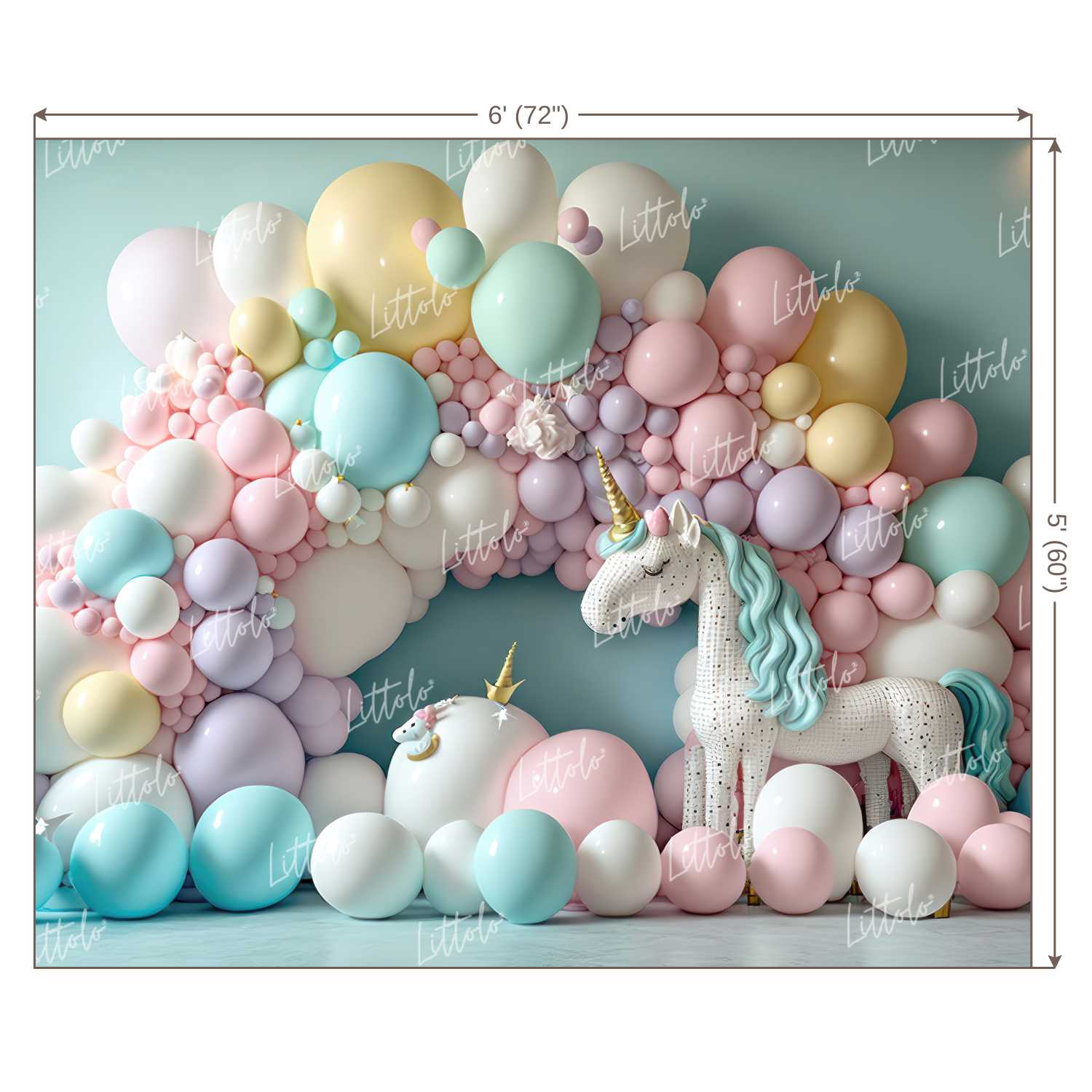 LB0855 Balloons Garland Unicorn Backdrop