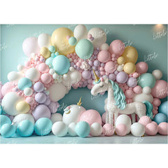 LB0855 Balloons Garland Unicorn Backdrop