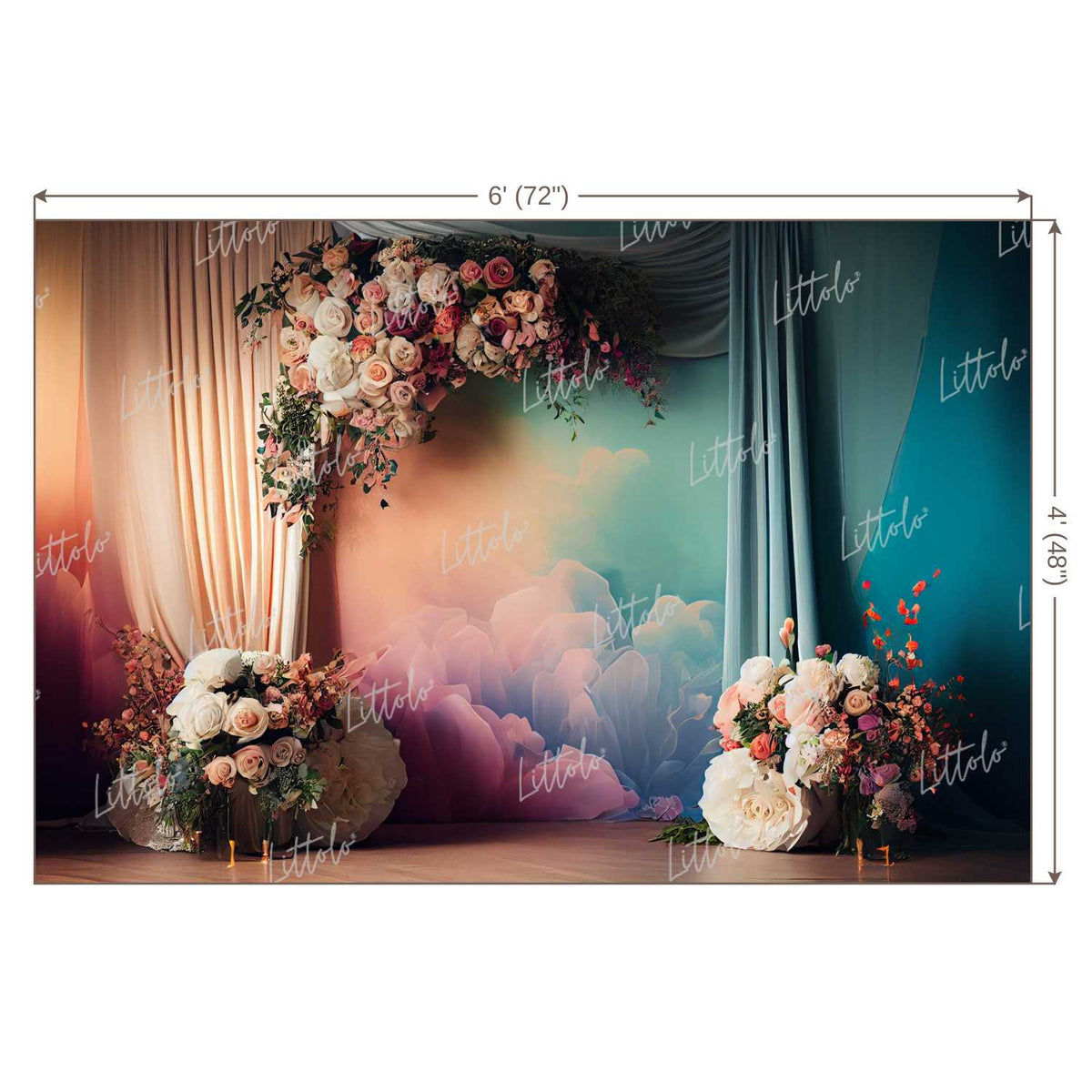 LB0865 Curtain Drape Floral Backdrop