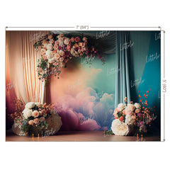 LB0865 Curtain Drape Floral Backdrop