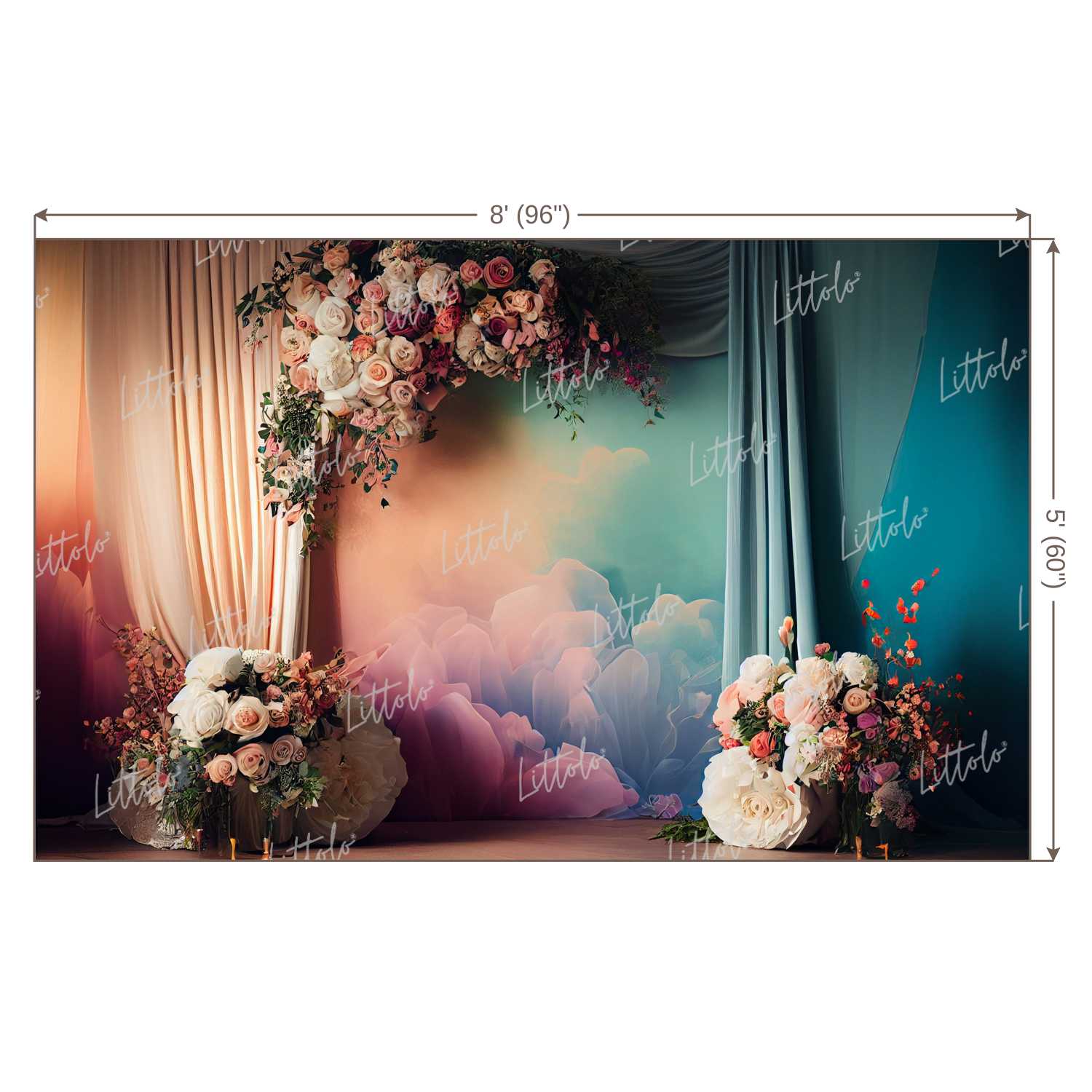 LB0865 Curtain Drape Floral Backdrop