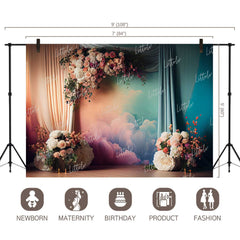 LB0865 Curtain Drape Floral Backdrop