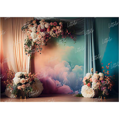 LB0865 Curtain Drape Floral Backdrop