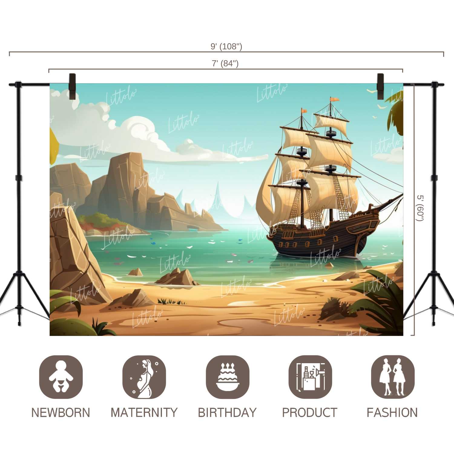 LB0881 A Pirate Ship Backdrop