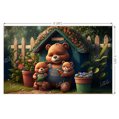 LB0890 Bear with Kids Backdrop