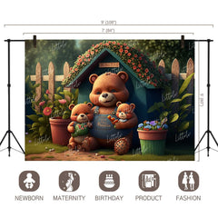 LB0890 Bear with Kids Backdrop