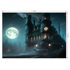 LB0891 Steam Train in Fool Moon Night Backdrop