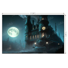 LB0891 Steam Train in Fool Moon Night Backdrop