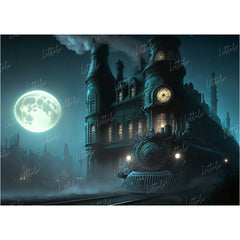 LB0891 Steam Train in Fool Moon Night Backdrop