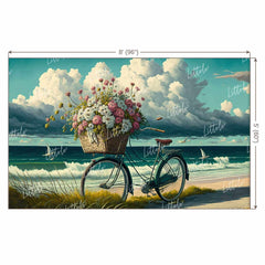 LB0892 Bicycle with Flower Basket on beach Backdrop