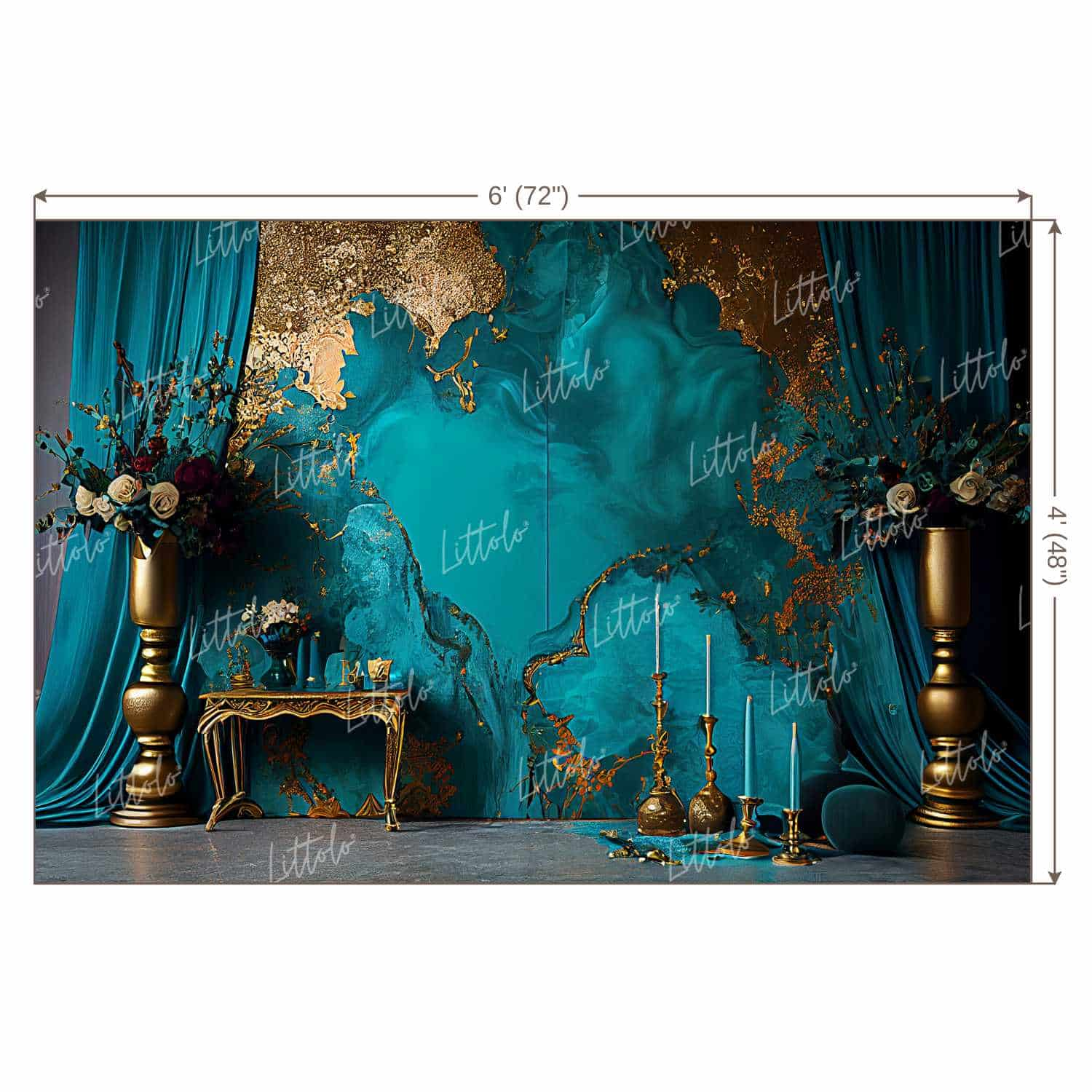 LB0894 Dream Wedding Peacock Blue Theme Backdrop