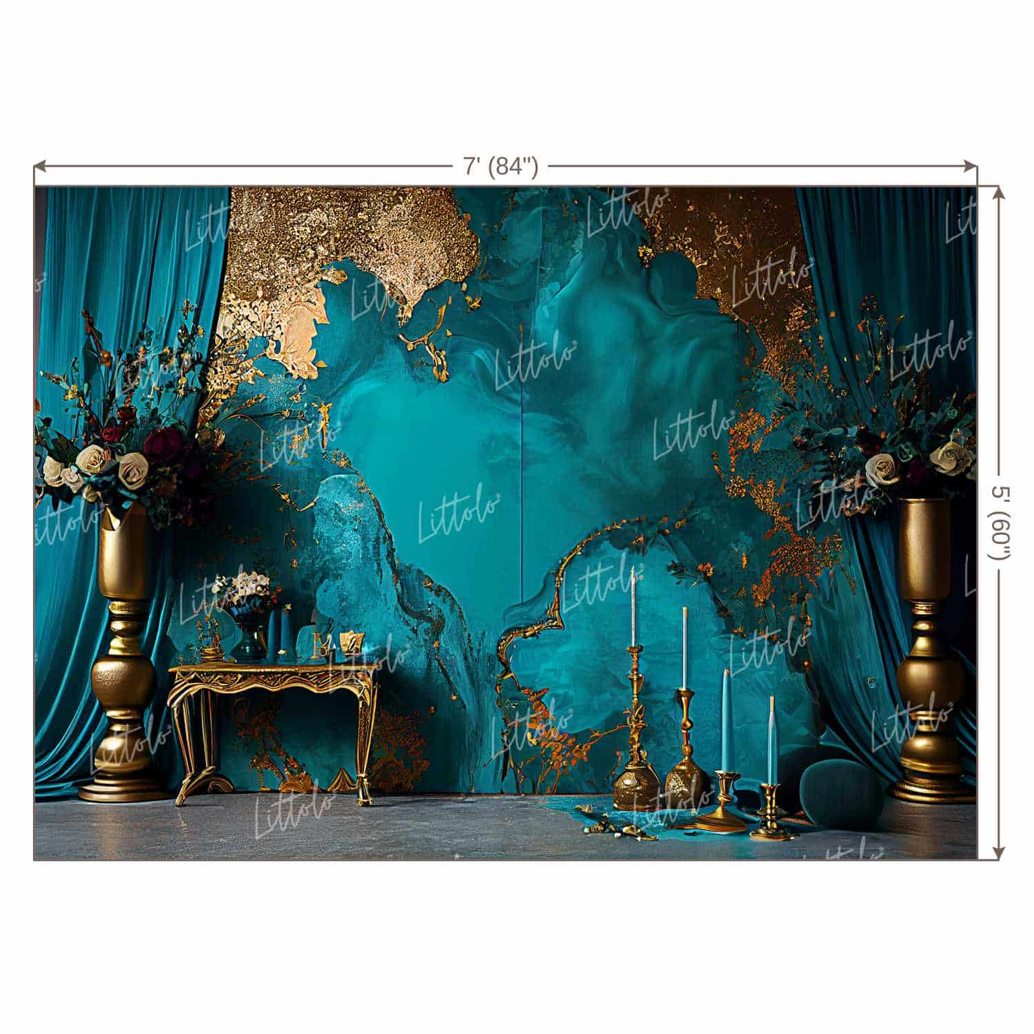 LB0894 Dream Wedding Peacock Blue Theme Backdrop