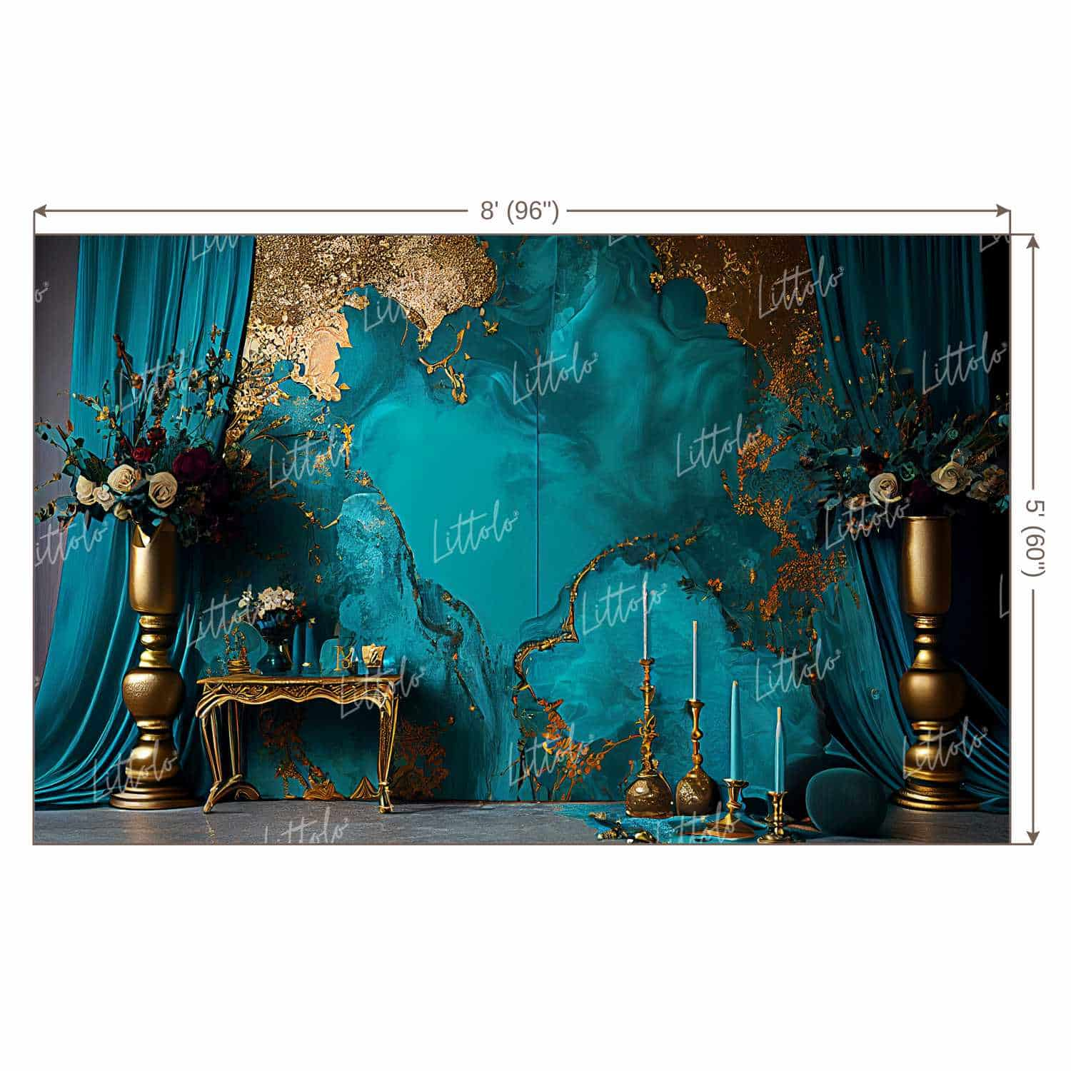 LB0894 Dream Wedding Peacock Blue Theme Backdrop