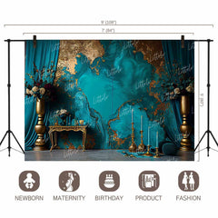 LB0894 Dream Wedding Peacock Blue Theme Backdrop