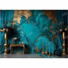 LB0894 Dream Wedding Peacock Blue Theme Backdrop