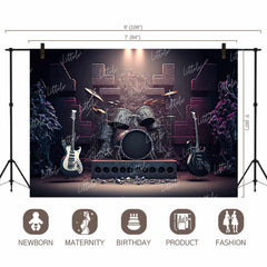 LB0897 Rock Band on Stage Music Backdrop