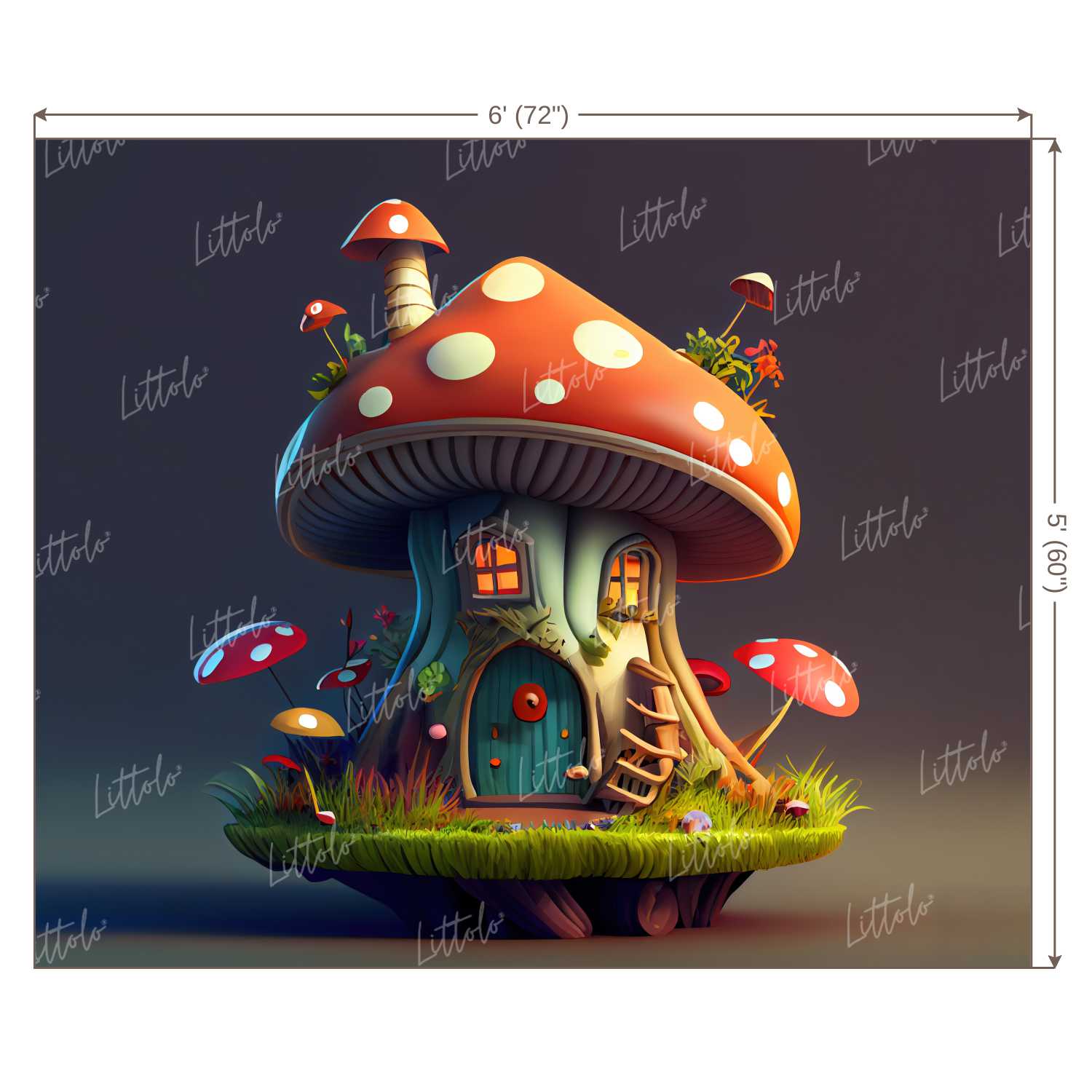 LB0898 Mushroom House Backdrop