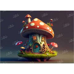 LB0898 Mushroom House Backdrop