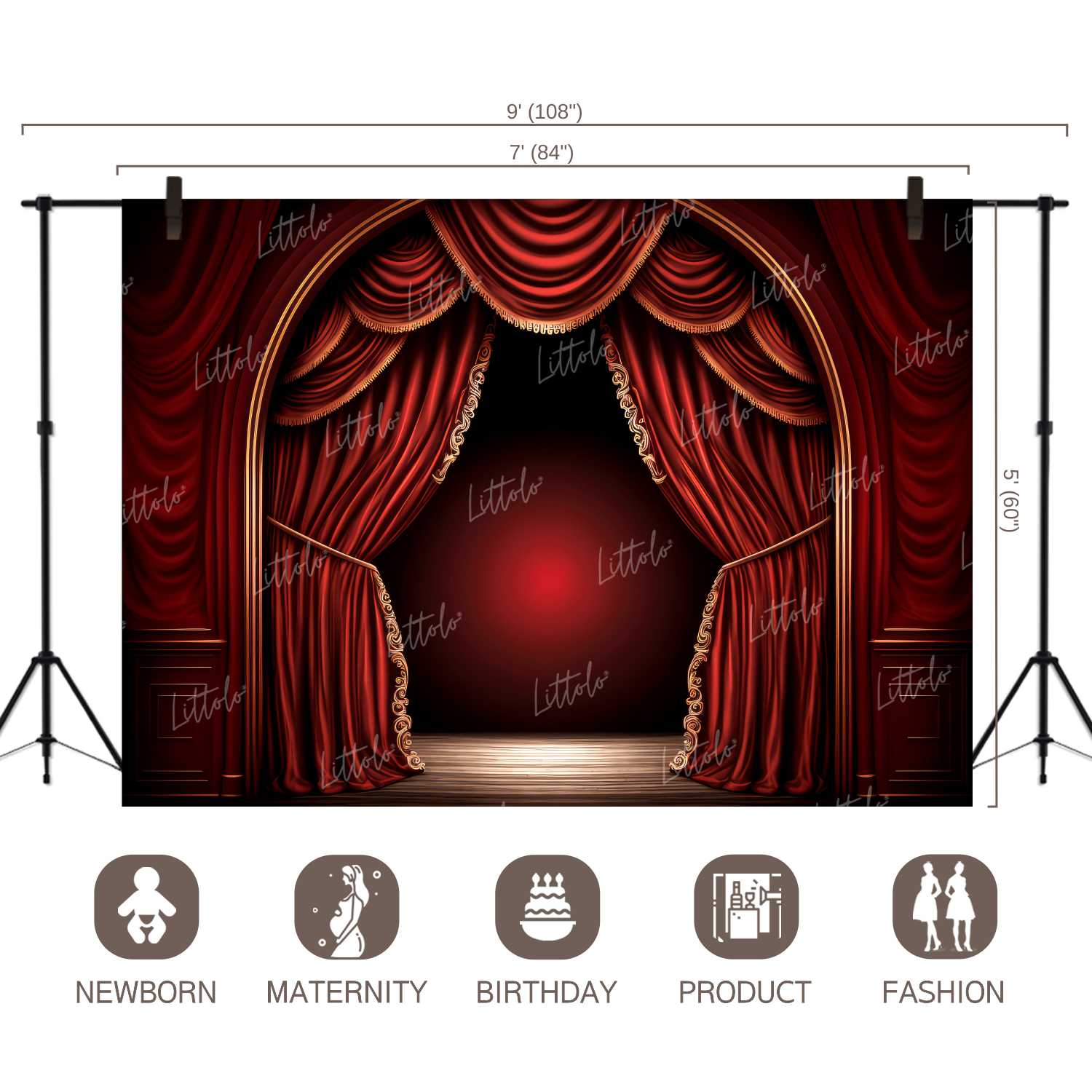 LB0902 Red Stage Curtain Backdrop