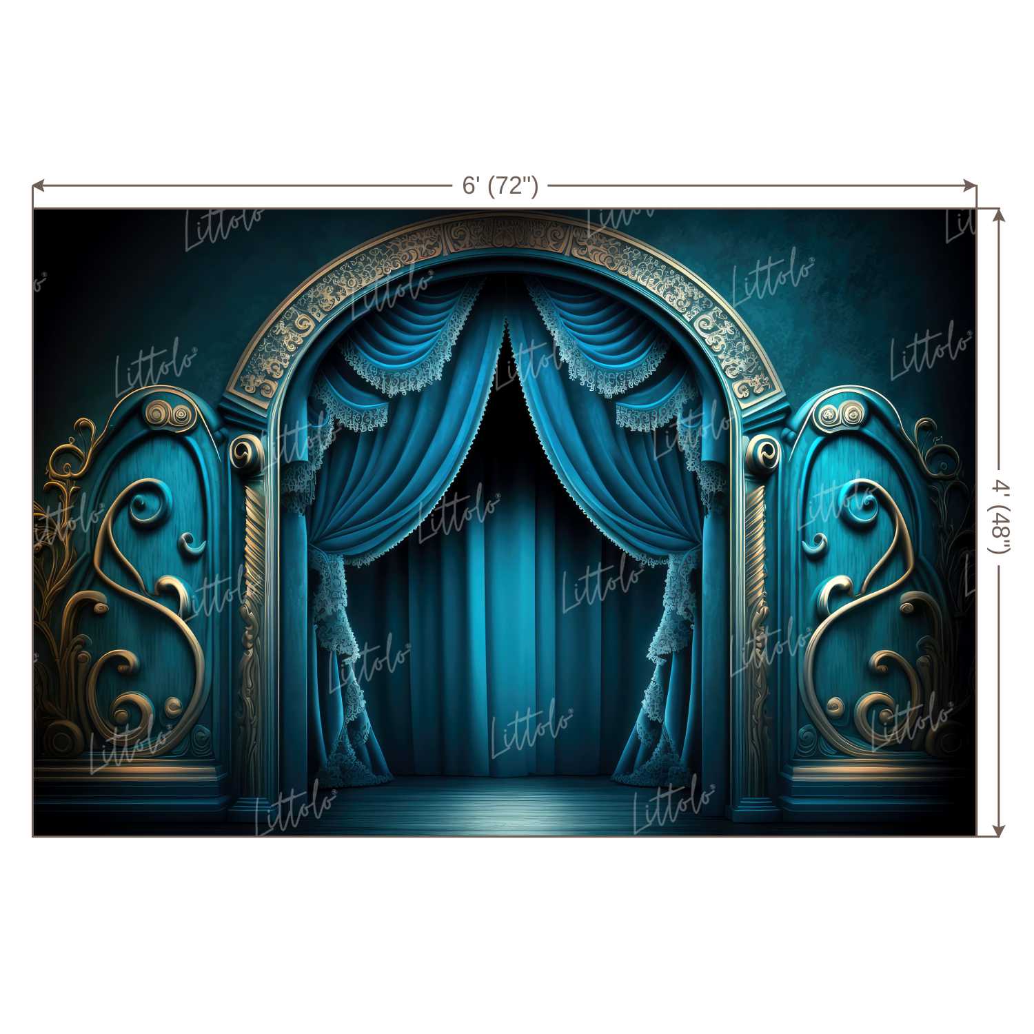 LB0903 Blue Stage Curtain Backdrop