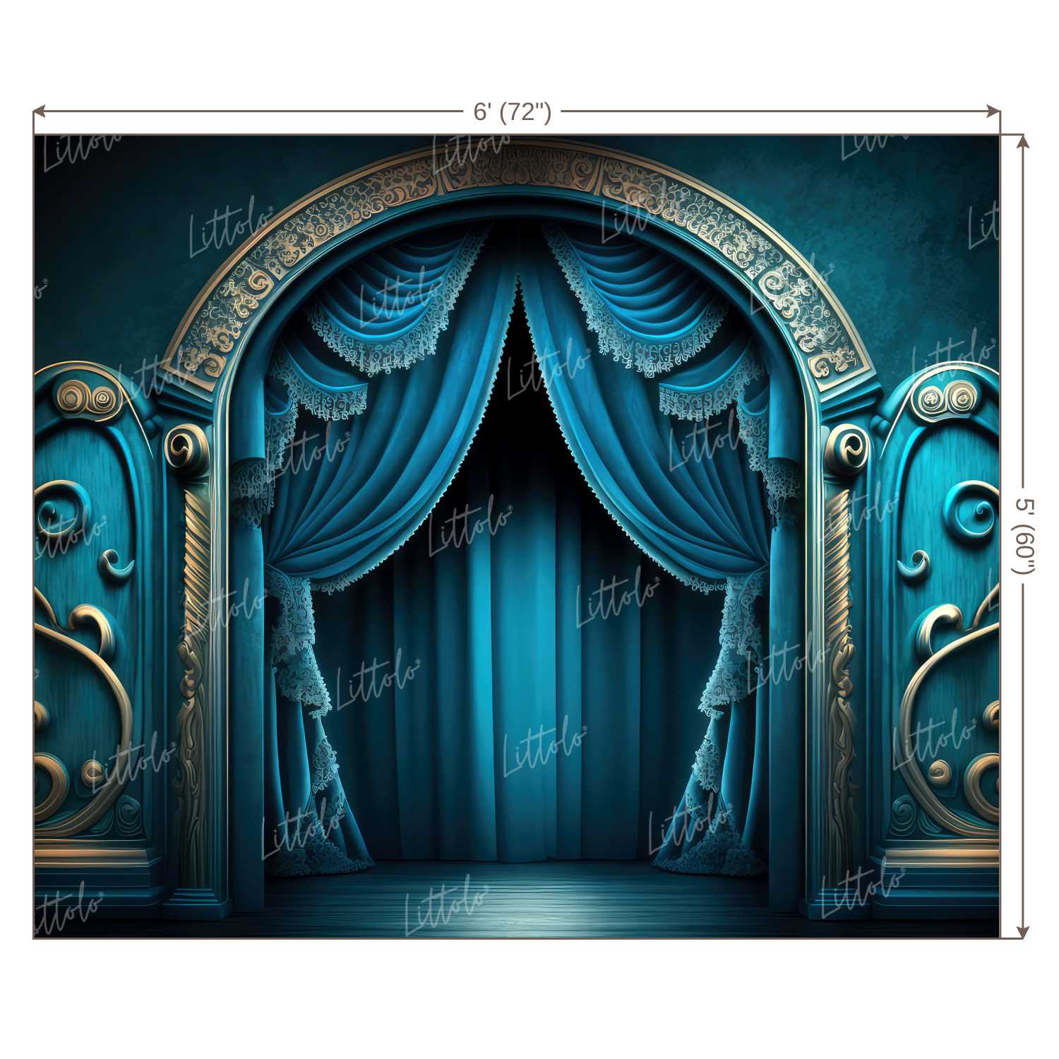 LB0903 Blue Stage Curtain Backdrop