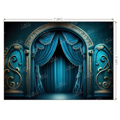 LB0903 Blue Stage Curtain Backdrop