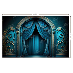 LB0903 Blue Stage Curtain Backdrop