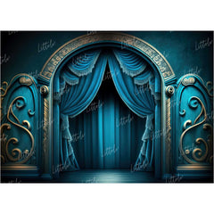 LB0903 Blue Stage Curtain Backdrop