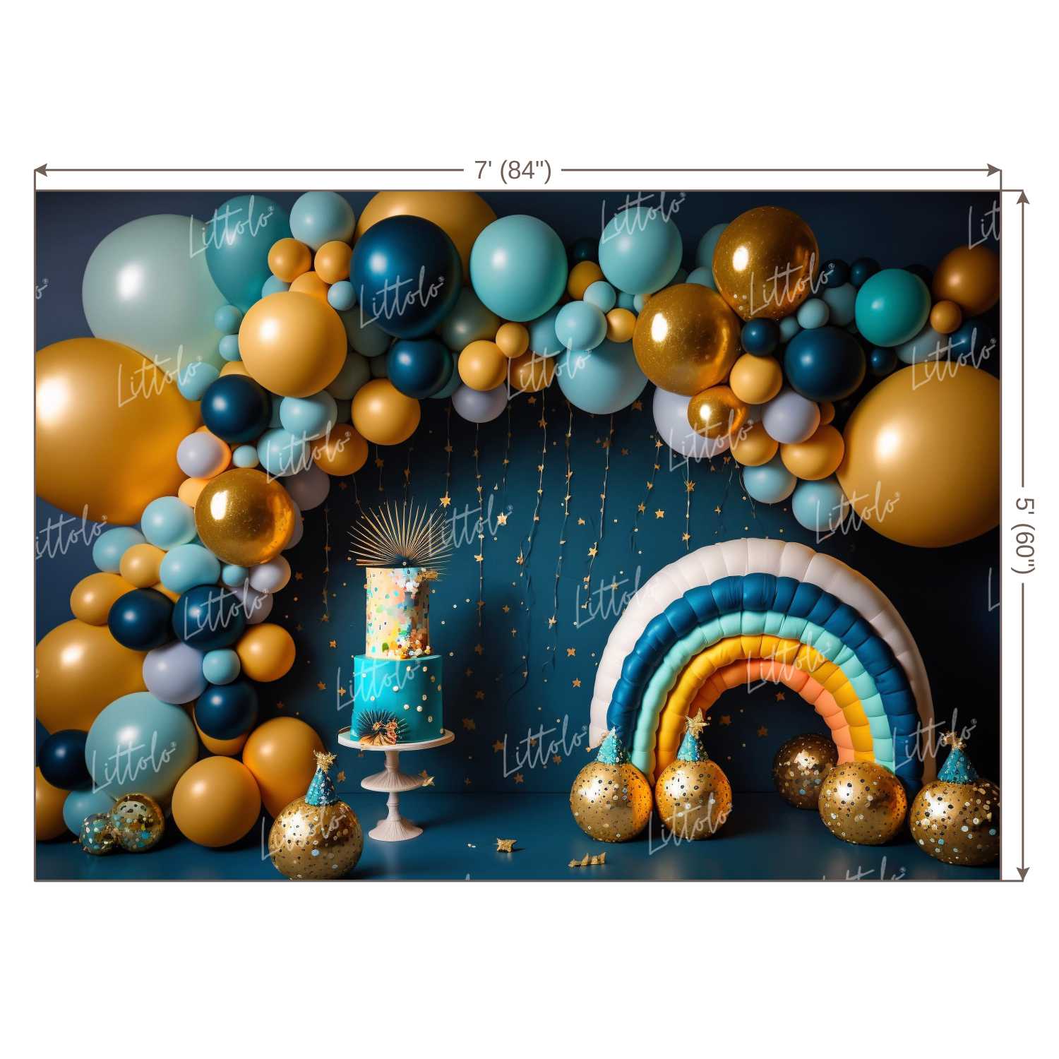 LB0943 Balloons Garland Floral Backdrop