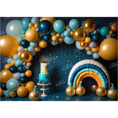 LB0943 Balloons Garland Floral Backdrop