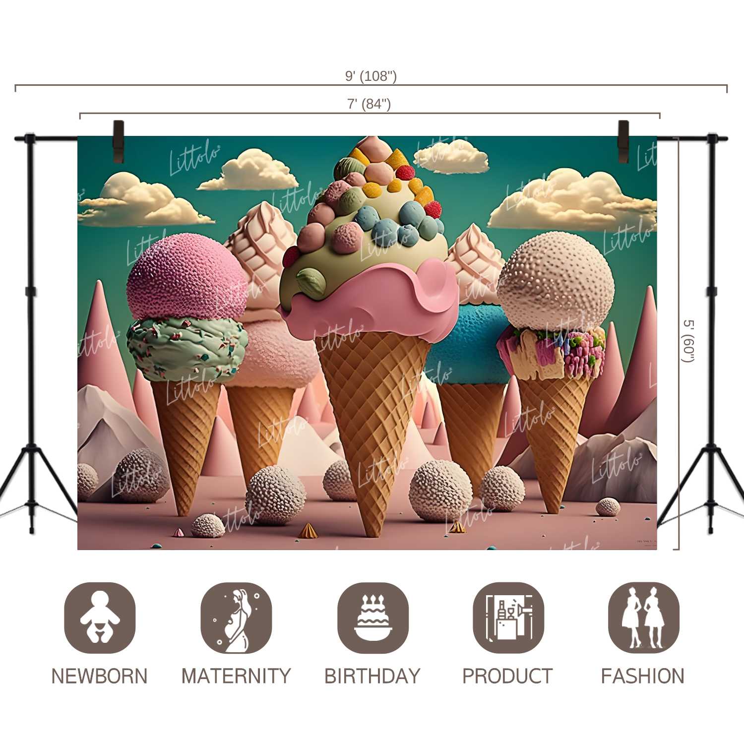 LB0946 Ice Cream World Backdrop