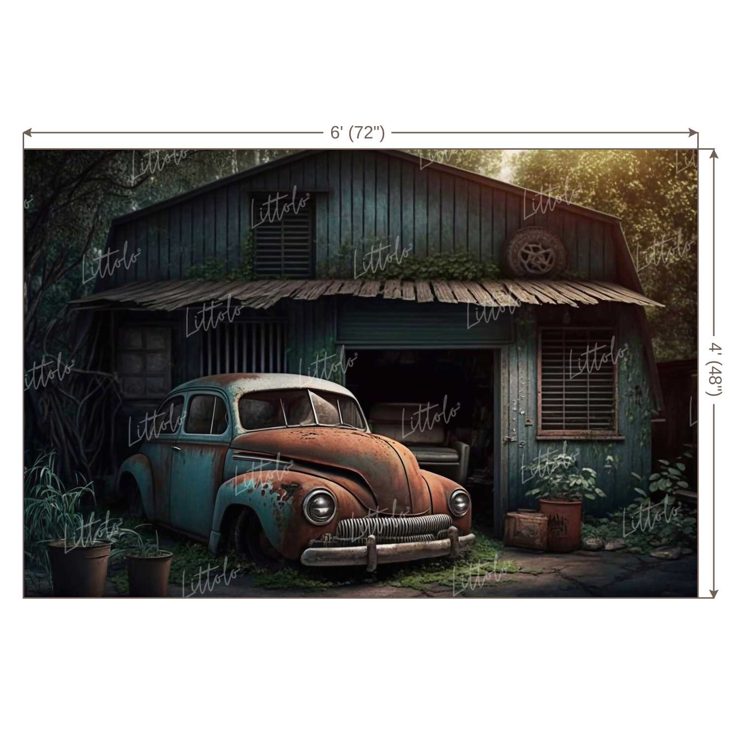 LB0952 Rusty Retro Car Backdrop